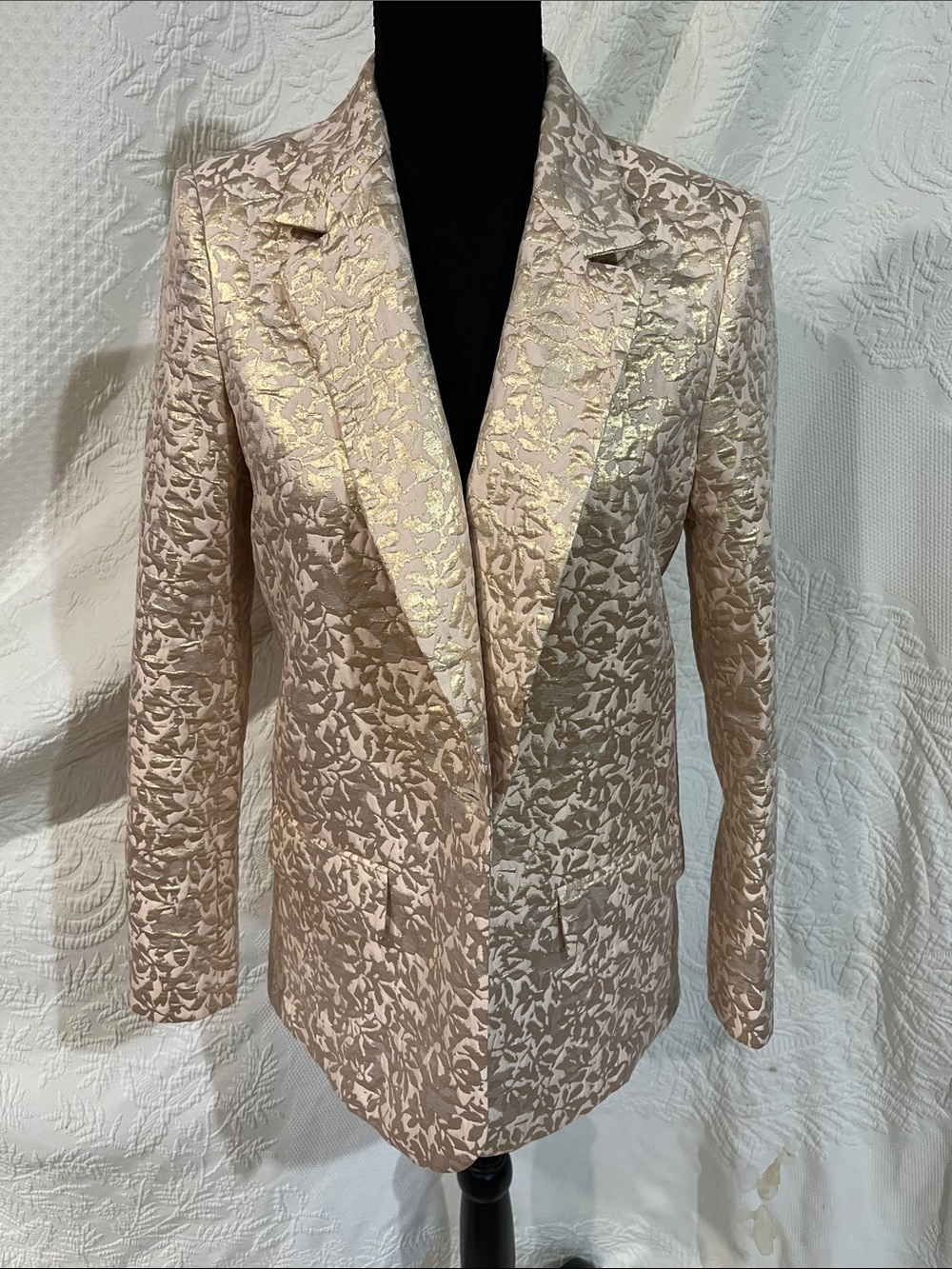 Women's Metallic Floral Brocade Blazer, size‎ extra small